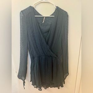 Free People Long Sleeve Blue Wrap Dress or Tunic Top